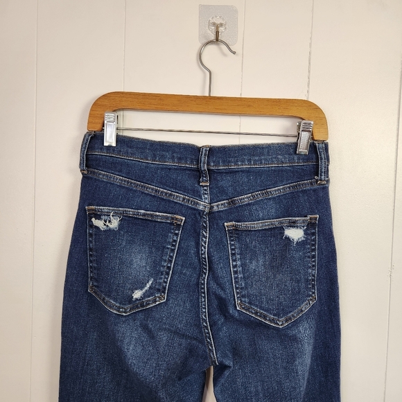 Gap True Skinny Sky High Ankle Jeans Hi Rise Raw Hem Frayed Stretchy Dark Wash - Picture 6 of 13